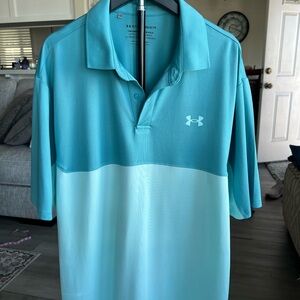 Under Armour Men's Polo Shirt - Teal and Light Blue